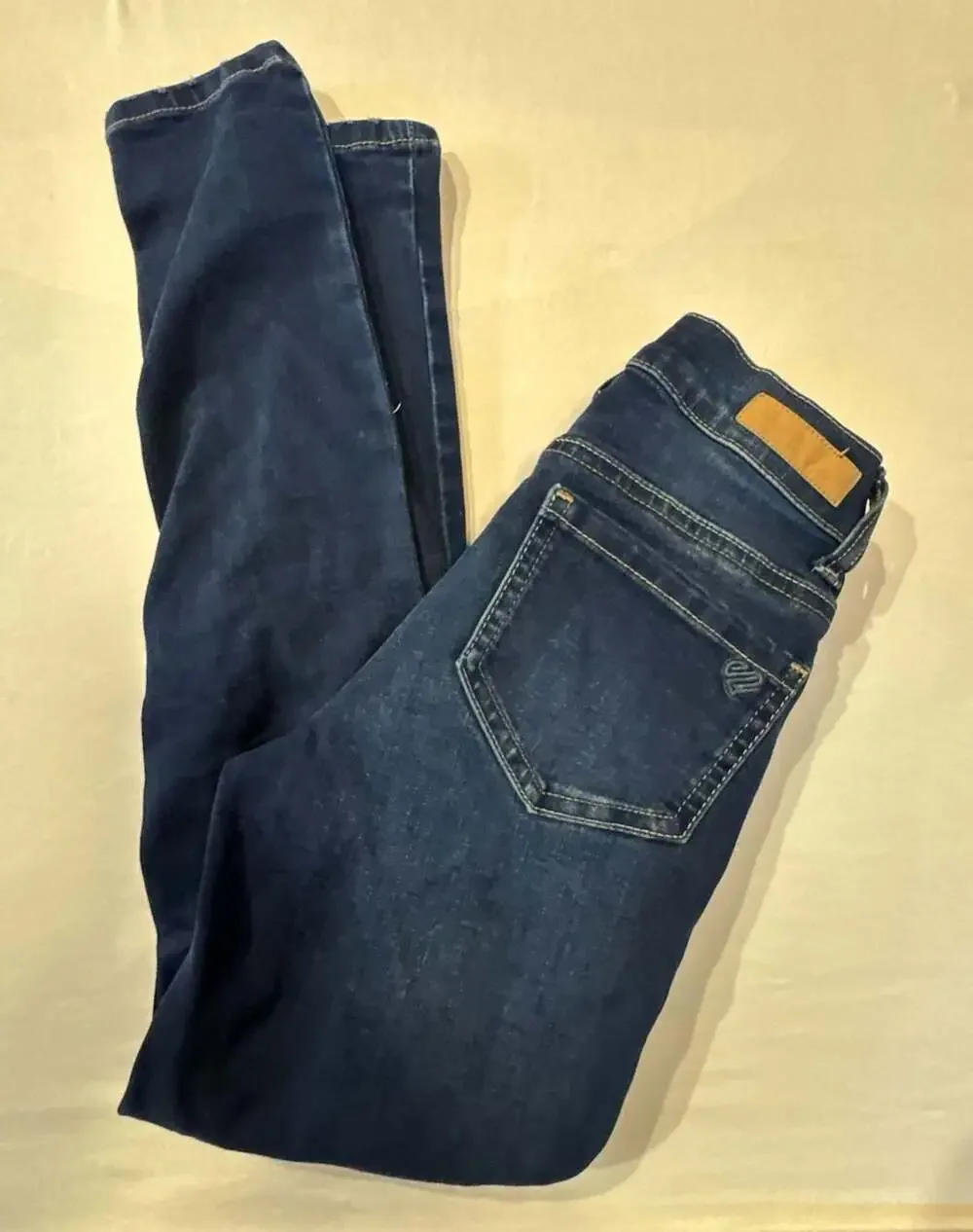 #560 Justice Girls Dark Wash High Rise Distressed Button Fly Jeggings